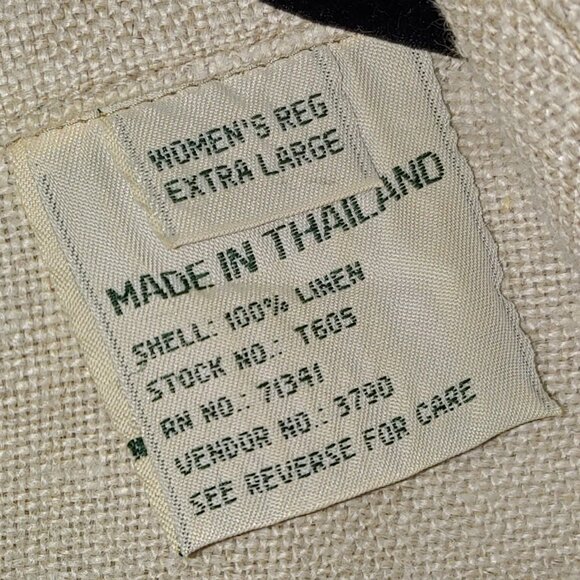 Vintage L.L. Bean 100% Linen Utility Coat Jacket Size XL Regular Cream - Picture 3 of 9